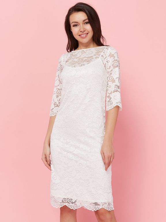 Коротке плаття біле мереживне "Брітні" 6 кольорів, розміри 40-60
