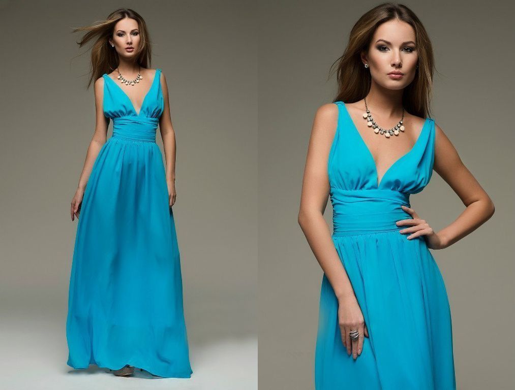 Красиве синє вечірнє плаття без рукавів "Леа" 20 кольорів, розміри 40-60