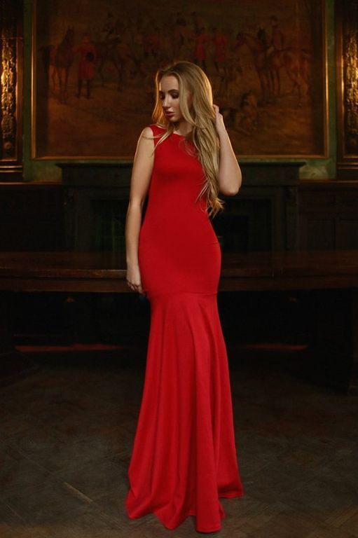 Красное вечернее платье в пол с бантом "Венеция" 20 цветов, размеры 40-60