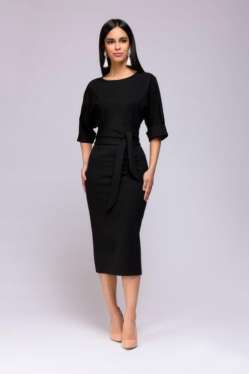 Стильное черное деловое платье "Мелисса" 20 цветов, размеры 40-60