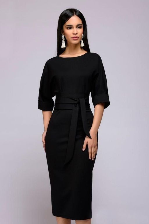 Стильное черное деловое платье "Мелисса" 20 цветов, размеры 40-60