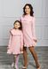 Одинаковые платья family look для мамы и дочки с оборками цвет пудра, 25 цветов, размеры 24-60