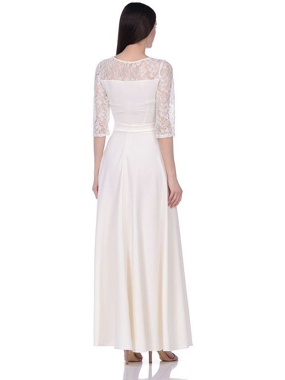 Біле довге вечірнє плаття з мереживом "Анжела" 20 кольорів, розміри 40-60