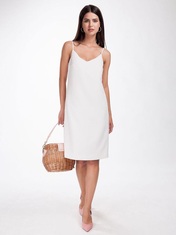 Біле коротке плаття-сарафан на бретелях "Дженна" 20 кольорів, розміри 40-60