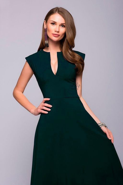 Красивое вечернее темно-зеленое платье с вырезом "Матисса" 20 цветов, размеры 40-60