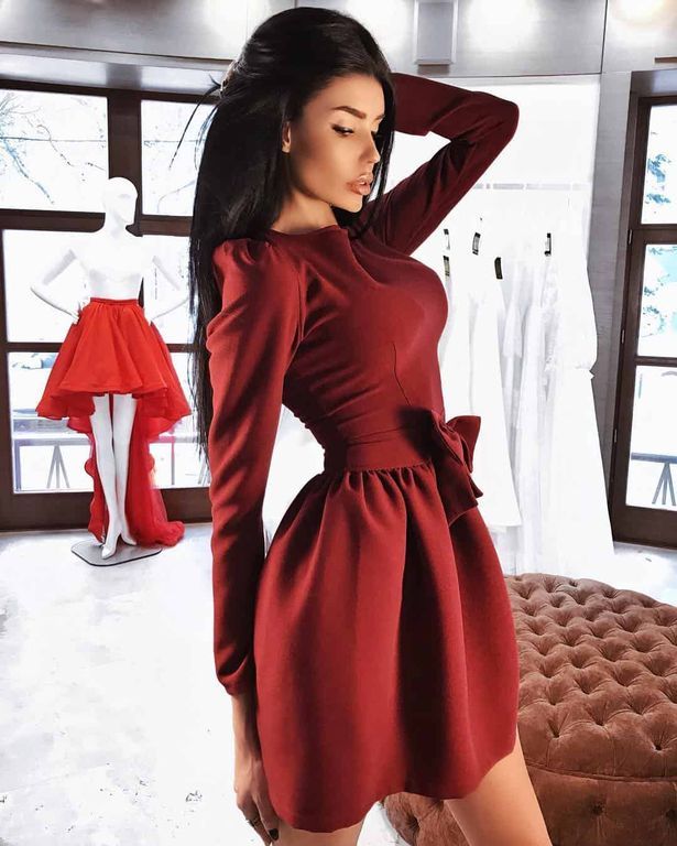 Короткое красное платье "Варуна" 20 цветов, размеры 40-60
