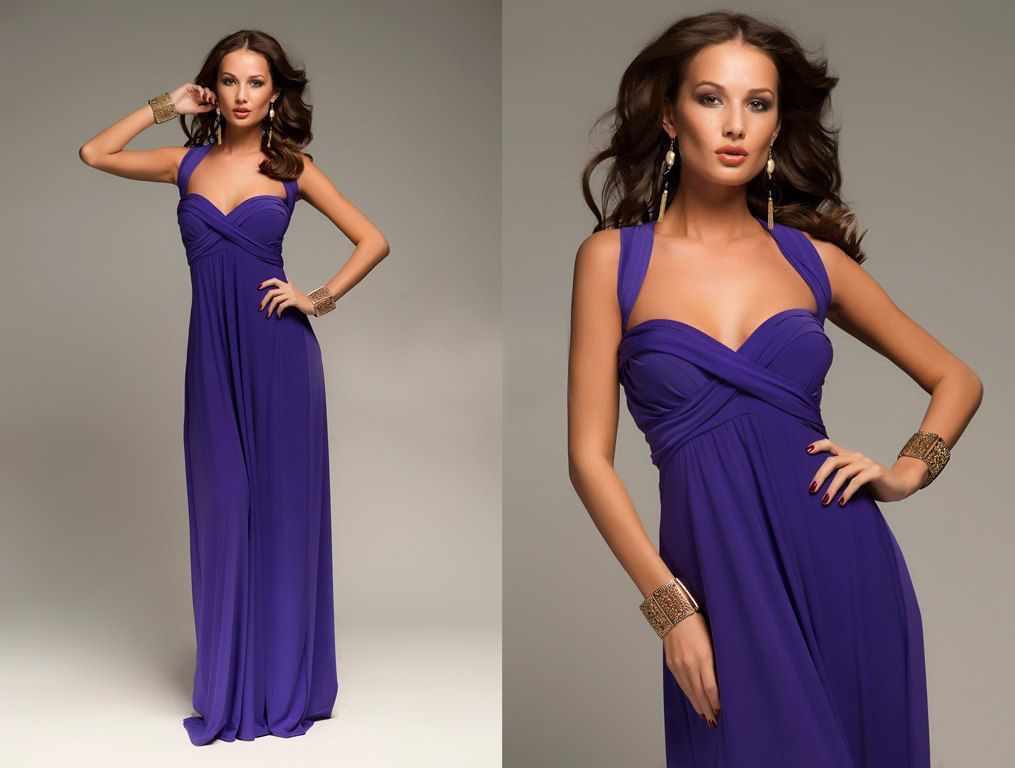 Длинное фиолетовое платье-трансформер infinite dress 6 в 1 "Эмма" 25 цветов, размеры 40-54