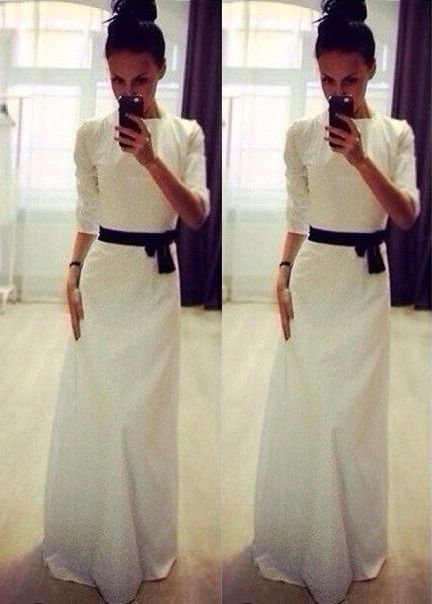 Стильне біле вечірнє плаття з чорним поясом "Татия" 20 кольорів, розміри 40-60