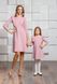 Пудрові короткі сукні family look для мами і доньки, 25 кольорів, розміри 24-60