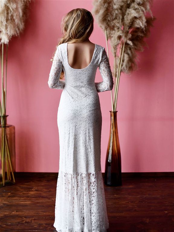 Кружевное белое вечернее платье по фигуре "Джина" 20 цветов, размеры 40-60