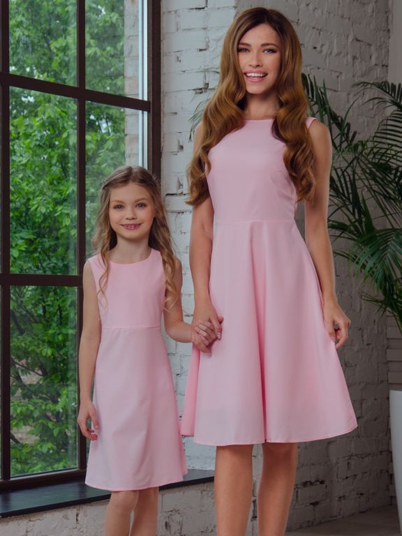 Рожеве плаття для мами і доньки 25 кольорів, розм. 24-60