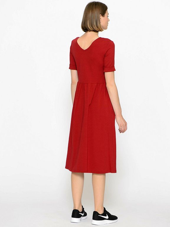 Червоне плаття міді з вирізом ззаду, 20 кольорів, розміри 40-60