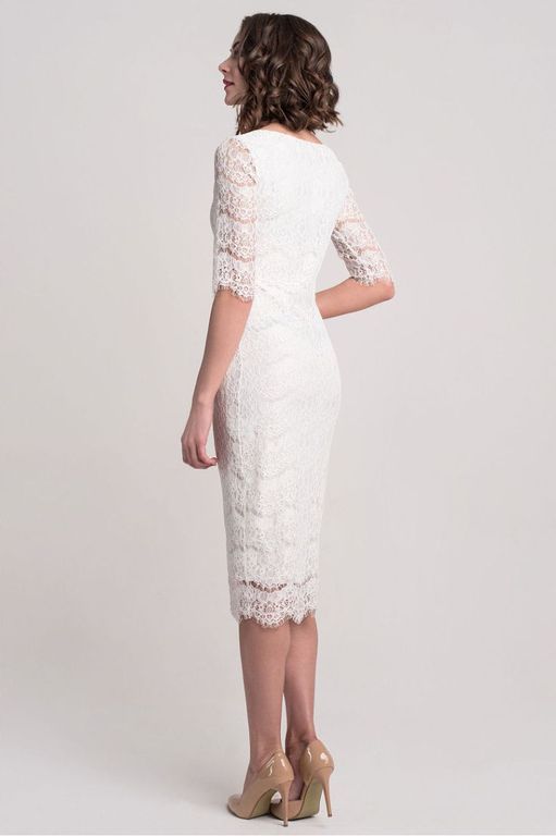 Белое кружевное короткое платье по фигуре "Астранция" 20 цветов, размеры 40-60