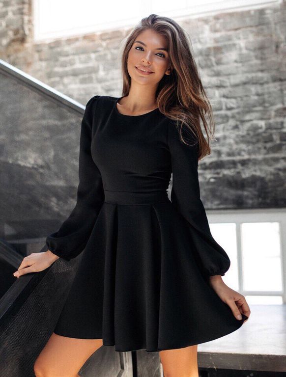 Стильное короткое черное платье "Нортен" 20 цветов, размеры 40-60