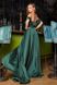 Длинное изумрудное платье из шелка с рюшами "Аида" 5 цветов, размеры 40-54