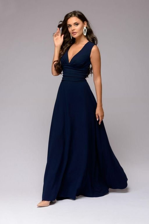 Довге темно-синє вечірнє плаття "Аурель" 20 кольорів, розміри 40-60