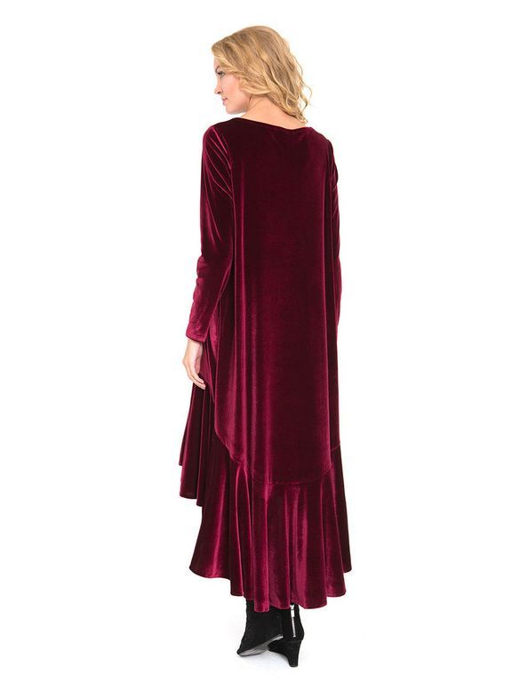 Бархатное платье миди со шлейфом "Валентина" 20 цветов, размеры 40-60