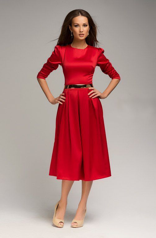 Роскошное красное платье "Августа" 20 цветов, размеры 40-60