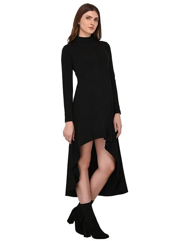 Черное платье со шлейфом и длинным рукавом "Божена" 25 цветов, размеры 40-60