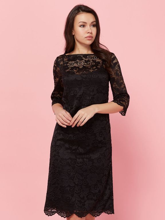 Черное кружевное короткое платье "Бритни" 6 цветов, размеры 40-60