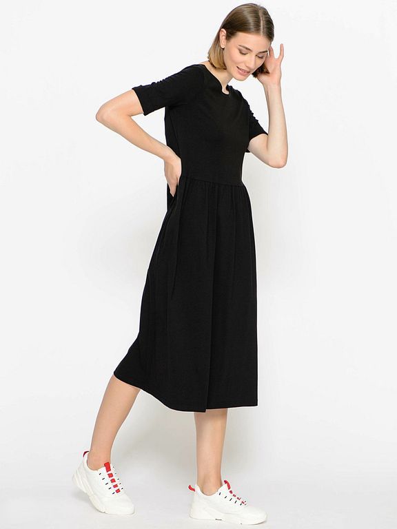 Чорне плаття міді з вирізом ззаду, 20 кольорів, розміри 40-60