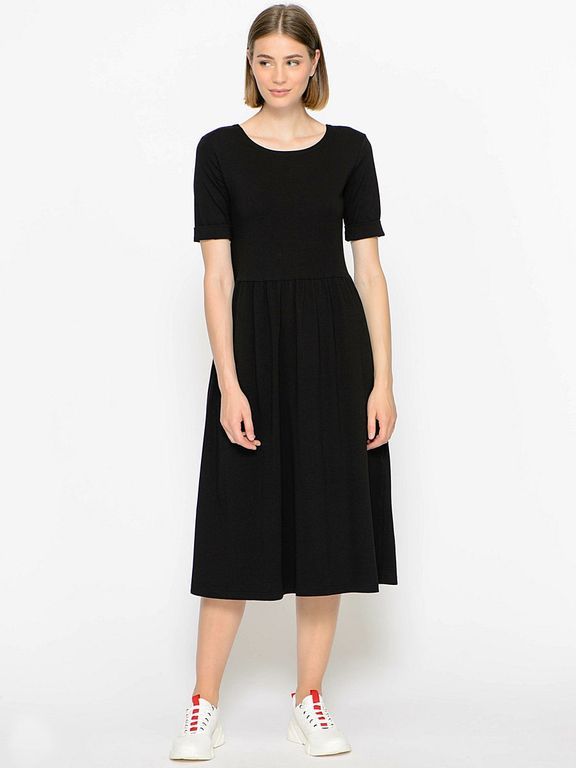Чорне плаття міді з вирізом ззаду, 20 кольорів, розміри 40-60