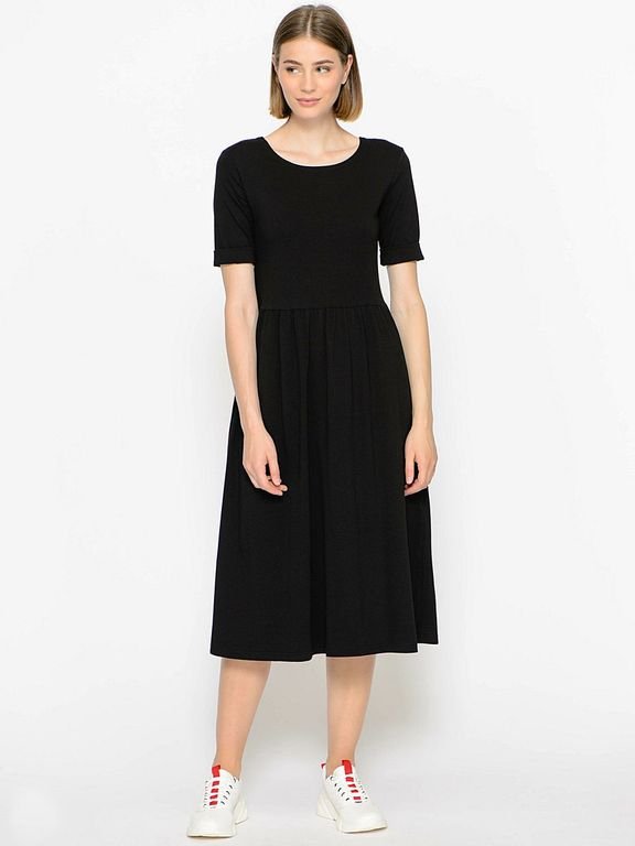 Черное платье миди с вырезом сзади, 20 цветов, размеры 40-60