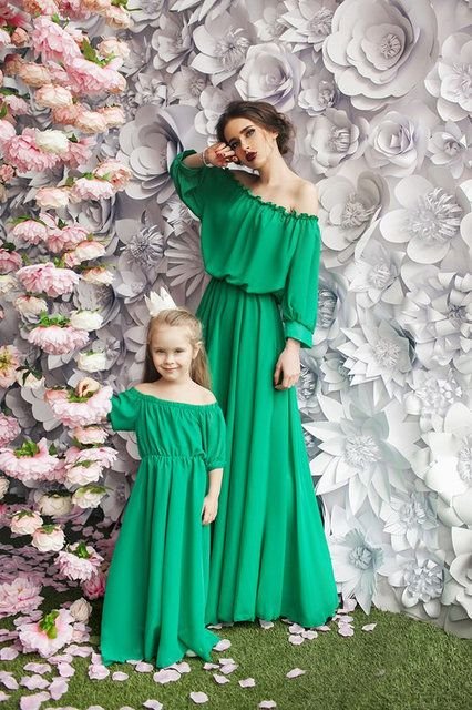 Струящееся платье в пол для мамы и дочки "Сабина" 25 цветов, размеры 40-54