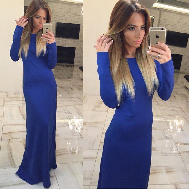 Нарядне синє вечірнє плаття з відкритою спинкою "Оушен" 20 кольорів, розміри 40-60