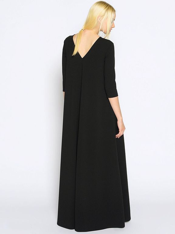 Длинное свободное вечернее платье черного цвета "Вальмира" 20 цветов, размеры 40-60