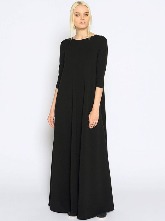 Длинное свободное вечернее платье черного цвета "Вальмира" 20 цветов, размеры 40-60